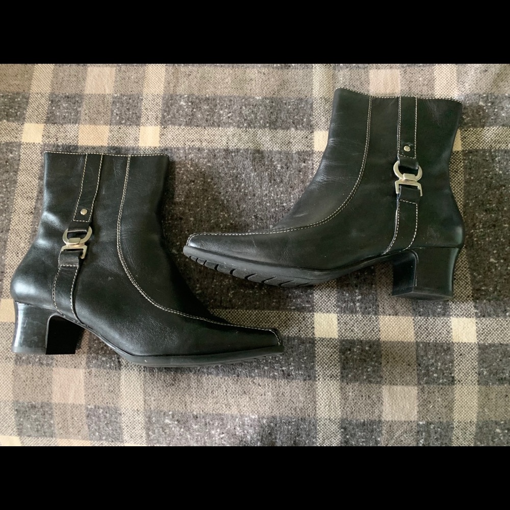 Classic black heeled boots